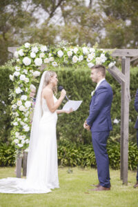 Bride saying vows at wedding in Melbourne, Victoria