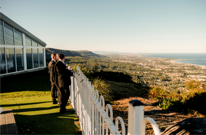 1 groomsmen overlooking Wollongong at Panorama House wedding