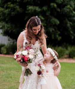 Bride and flower girl at wedding in Camden NSW