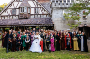 group photo from viking themed wedding in Brisbane