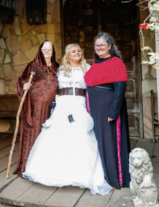 bride with family at viking themed wedding in Brisbane