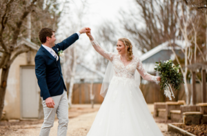 Bride and groom dancing at Winter wedding in Canberra