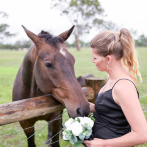 bridesmaid and horse at Redcourt Homestead wedding in Melbourne