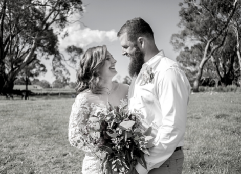 black and white photo of bride and groom from Country New South Wales wedding
