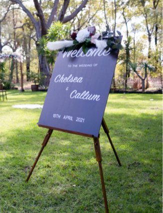 Chelsea and Callum wedding sign rothwood weddings perth
