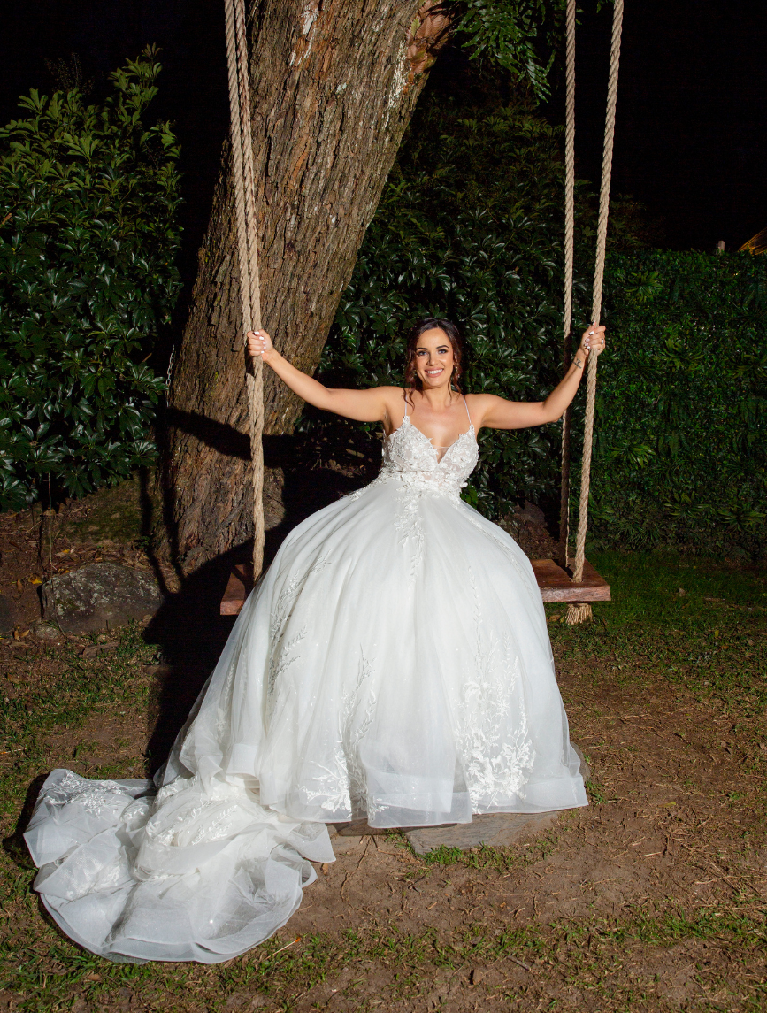 1 bride on swing at Cedar Creek