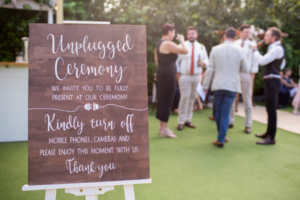 1 Unplugged Ceremony Sign captured by wedding photographer