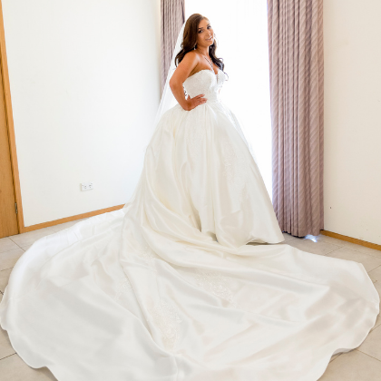 bride in ballgown dress before wedding in Melbourne