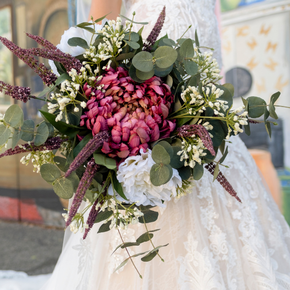 close up photo of brides bouquet in fremantle