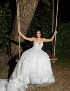 bride on swing after gold coast wedding