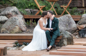bride and groom kissing after Canberra wedding ceremony