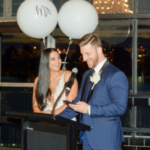 bride and groom making speech at Melbourne wedding reception