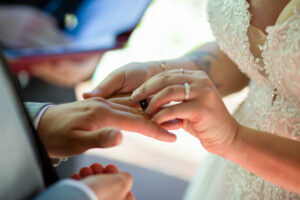 exchanging of rings at Perth wedding ceremony