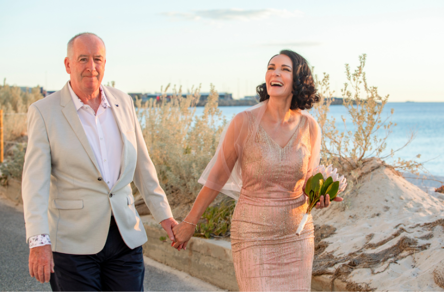 coast port beach fremantle couple after wedding