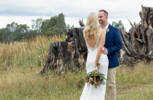 landscape photo of couple at Yering Farm Wines wedding