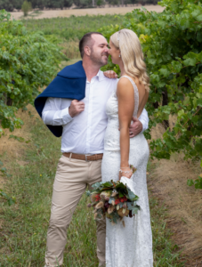 Yering farm wines wedding photo of bride and groom