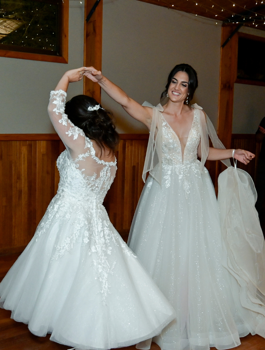 bride and bride first dance at Log Cabin Ranch