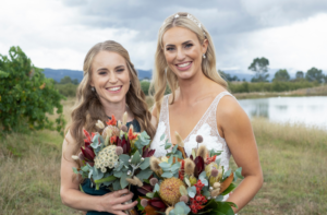 bride and bridesmaid at Yering Farm Wines