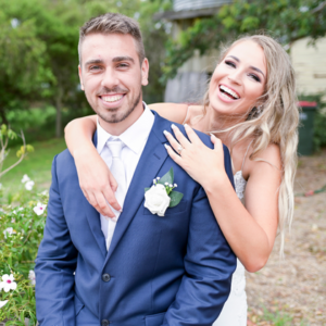 photo of happy bride and groom at gippsland wedding