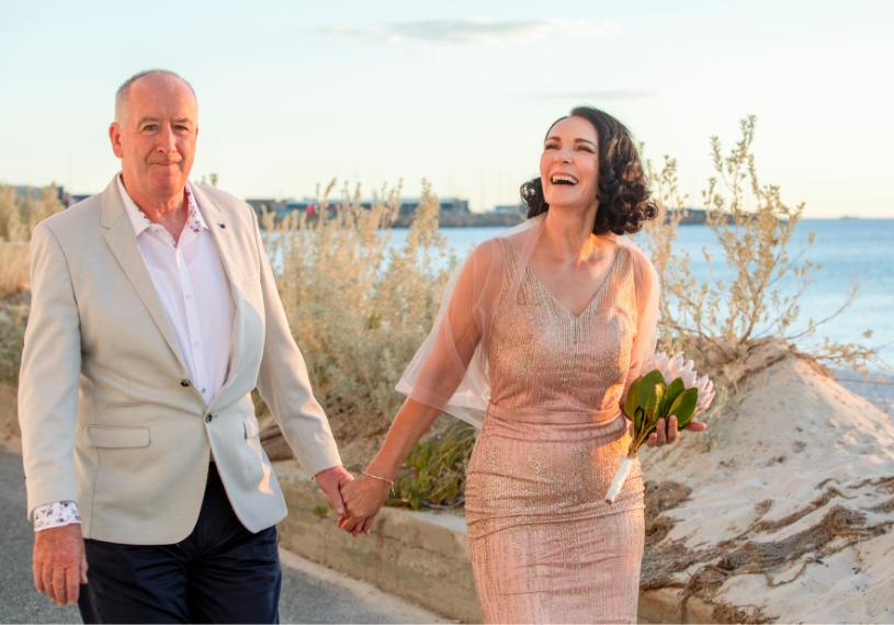 coast port beach fremantle couple after wedding