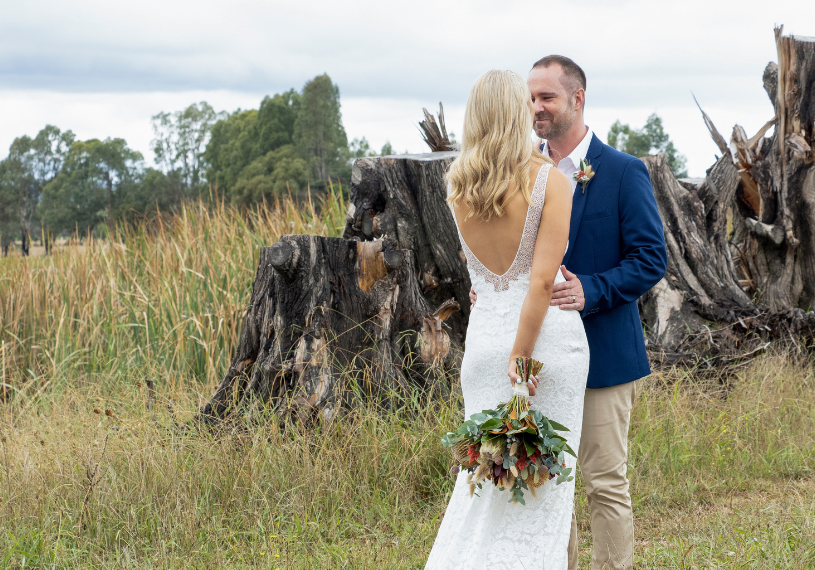 landscape photo of couple at Yering Farm Wines wedding