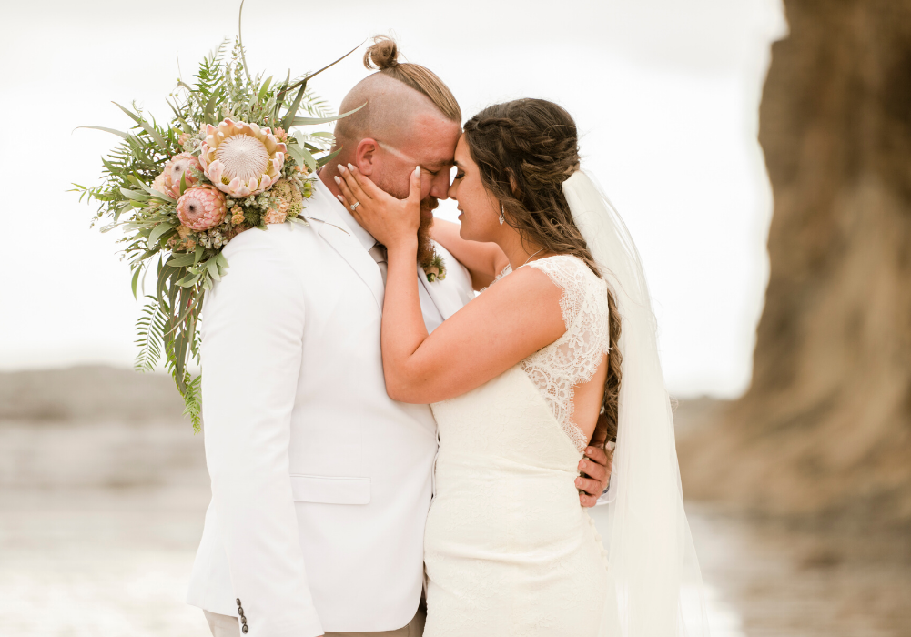 1 Bride and groom at beach in Gerroa